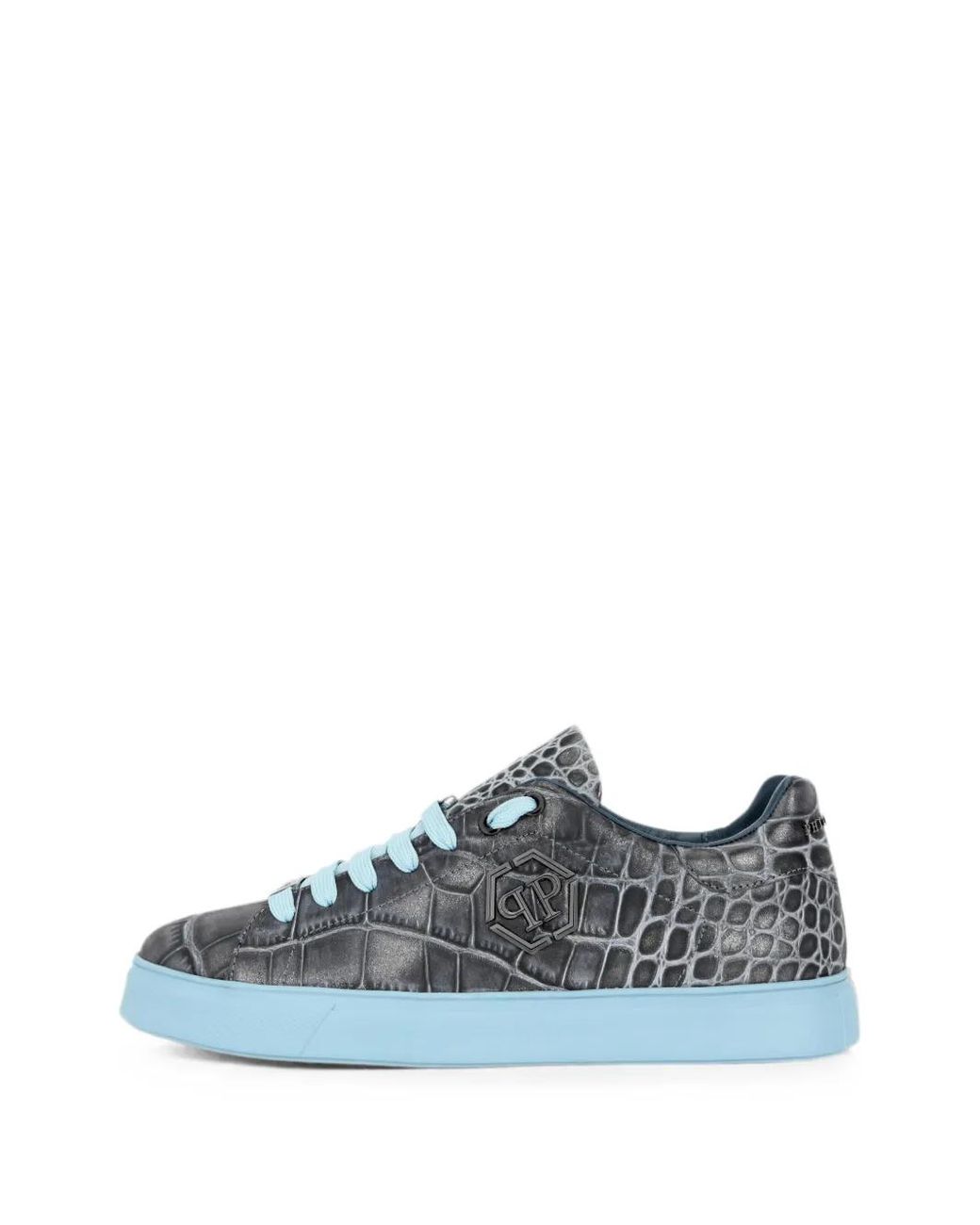 Philipp Plein Blue Low-Top Cocco Hexagon Sneakers