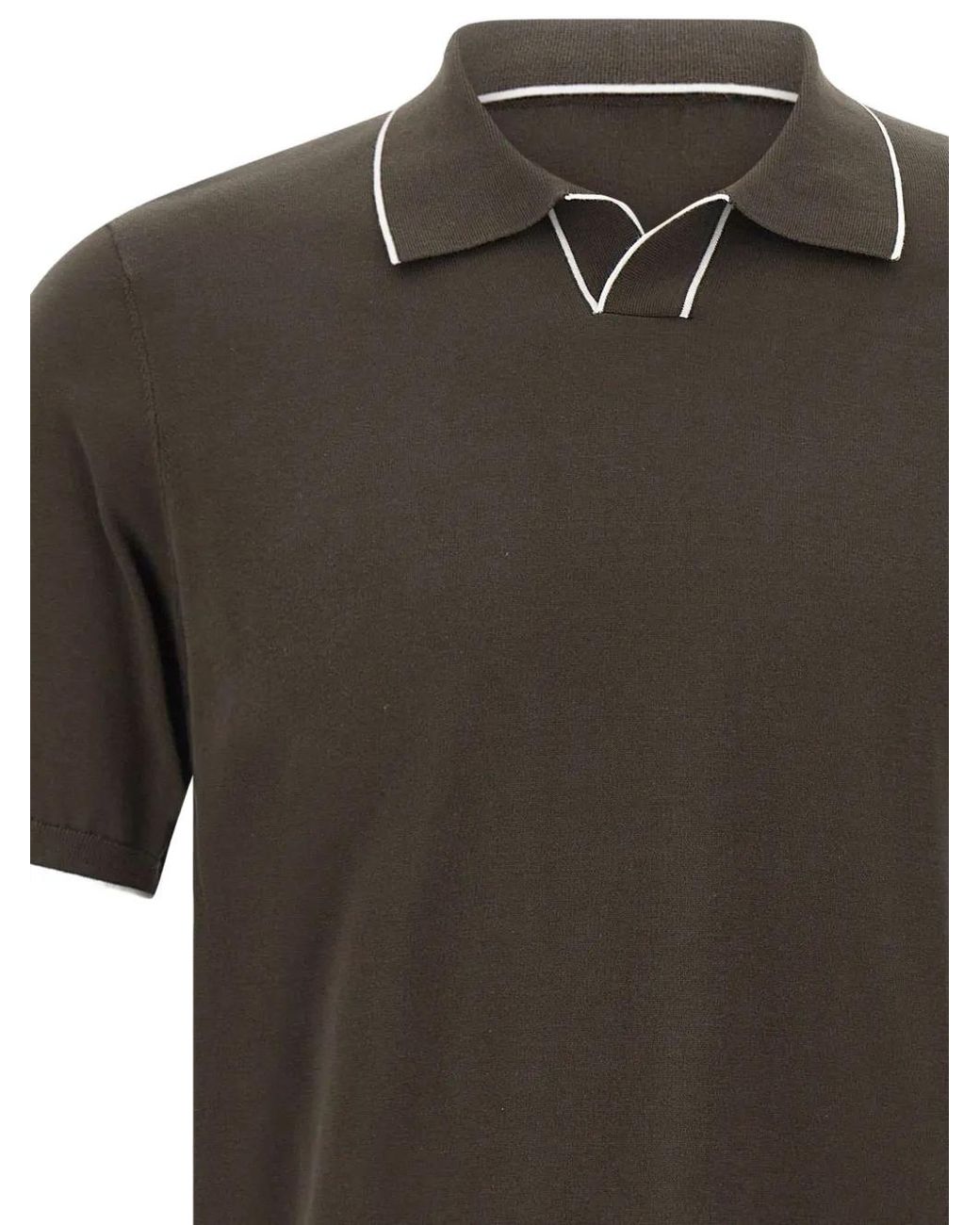 Kangra Gray Piped-Trim Polo-Collar T-Shirt for men