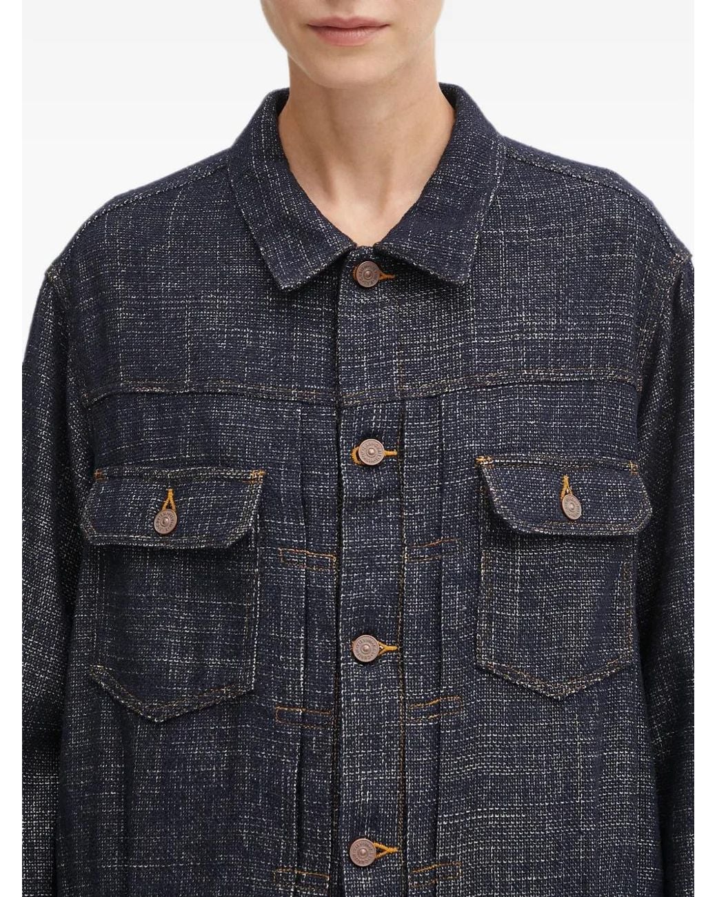 Visvim Blue Tweed-Effect Button-Up Jacket