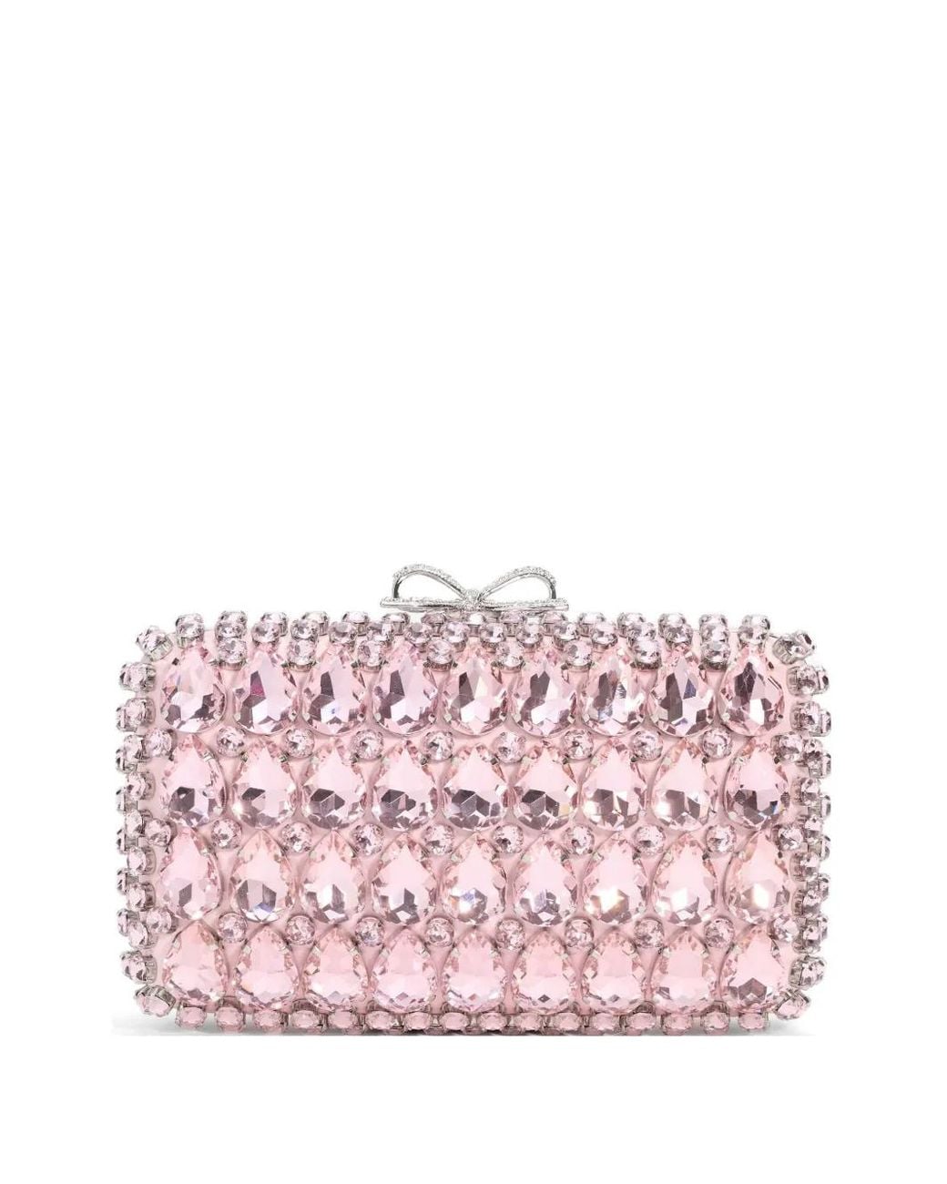 Self-Portrait Pink Satin Crystal Clutch