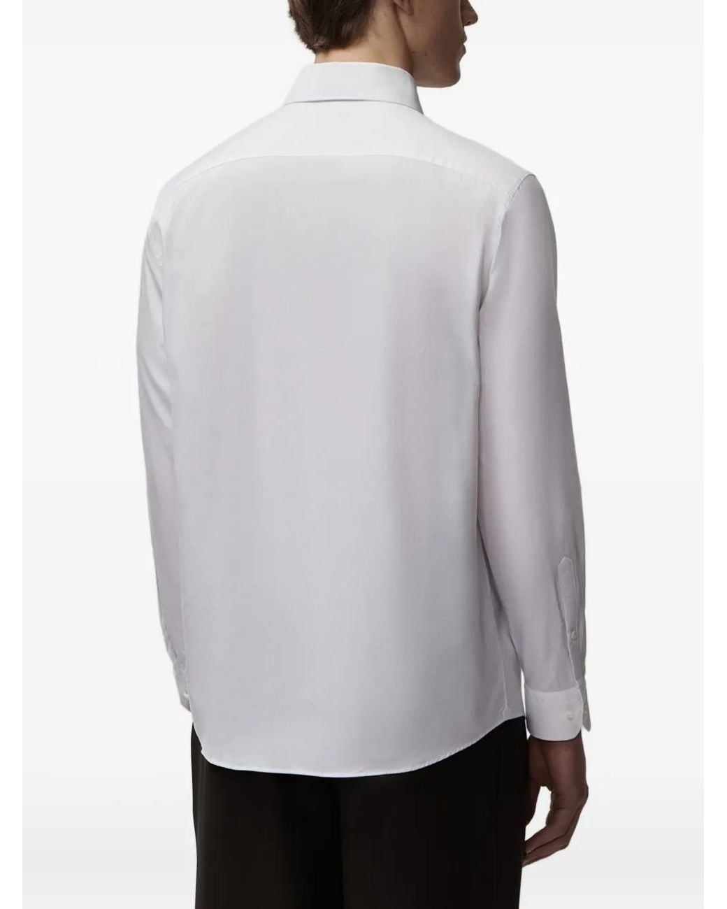 12 STOREEZ White Hand-Stitched Long-Sleeved Shirt for men