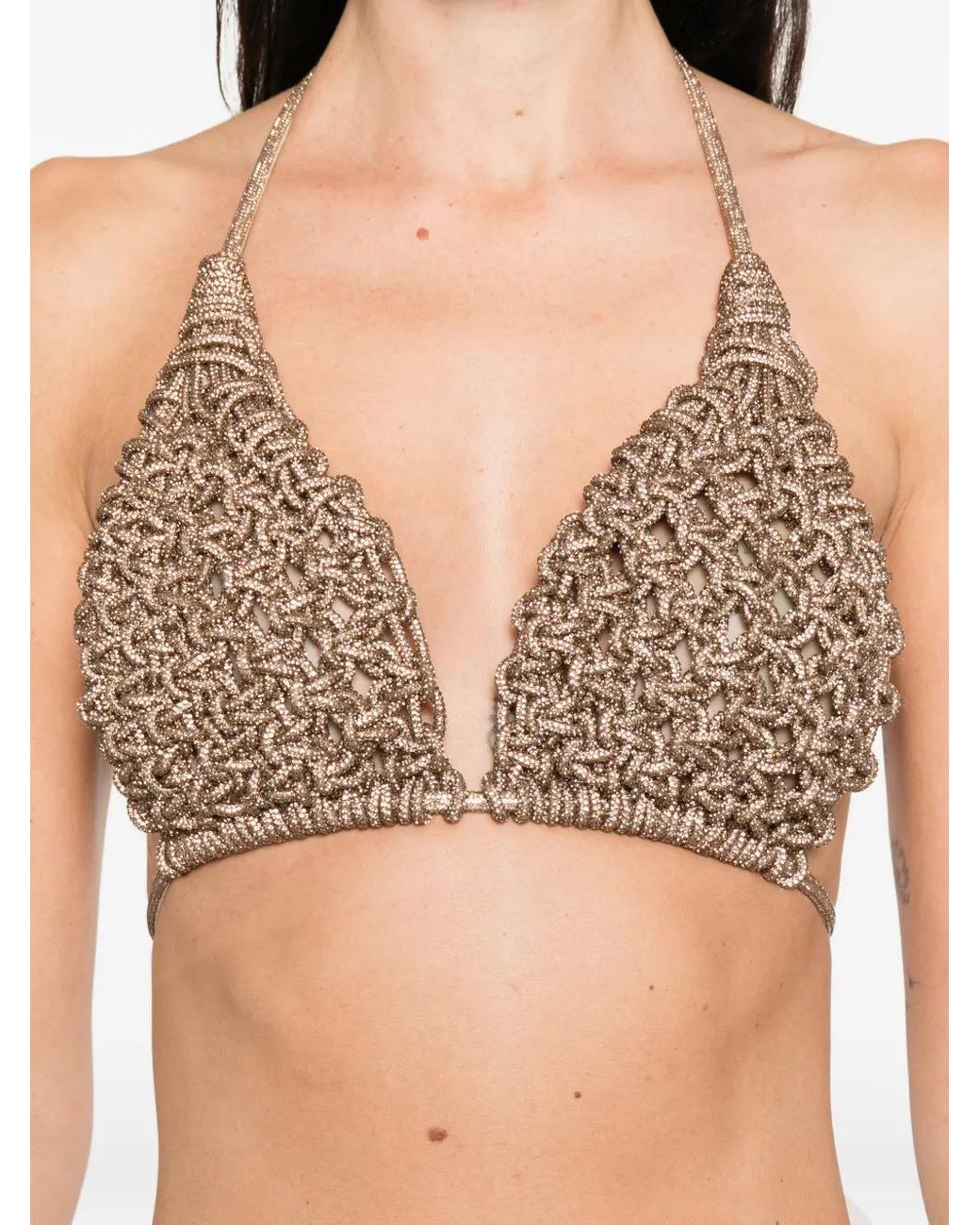HIBOURAMA White X Mvp Wardrobe Diamond Woven-Design Top