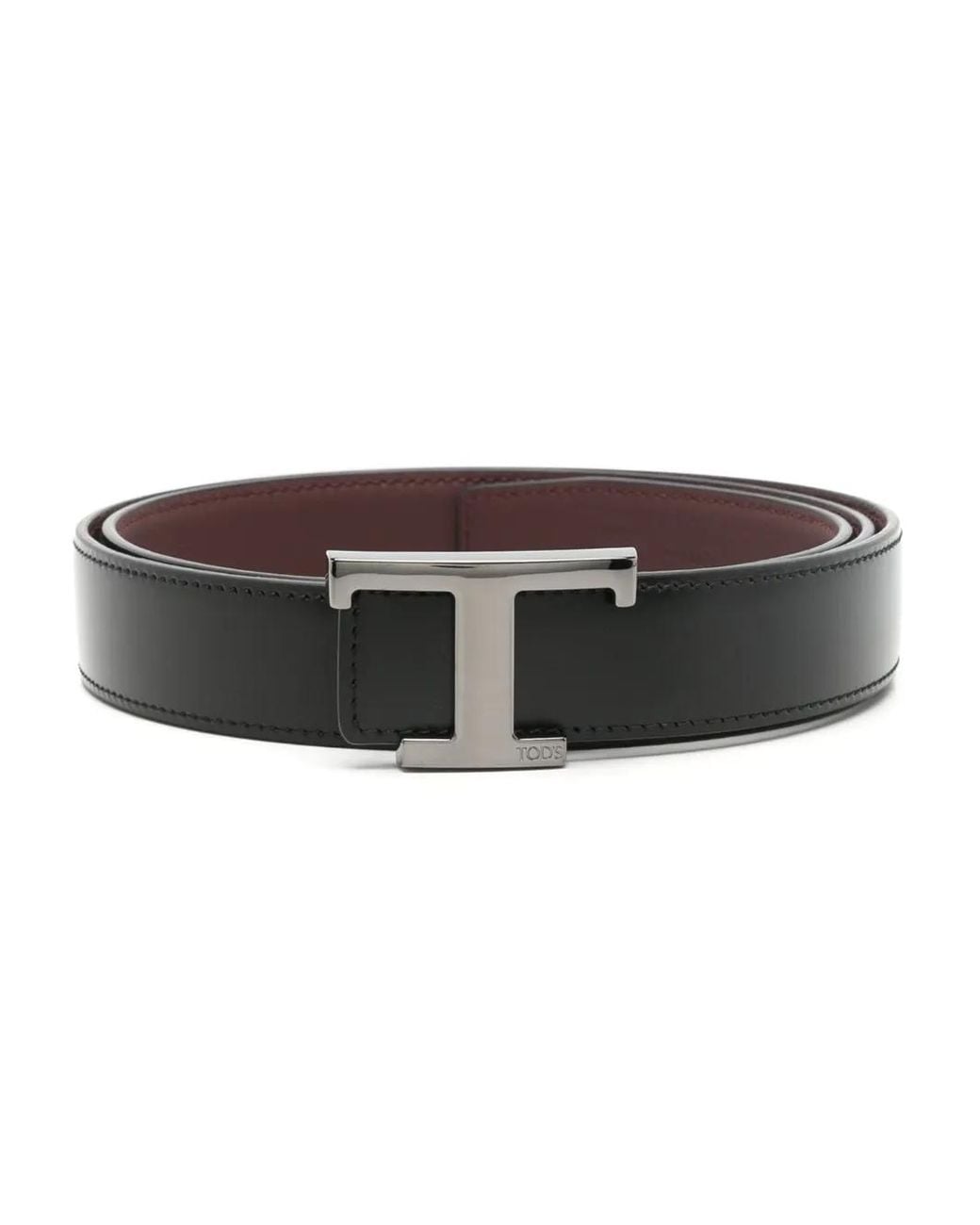 Tod's Black T-Buckle Reversible Leather Belt for men