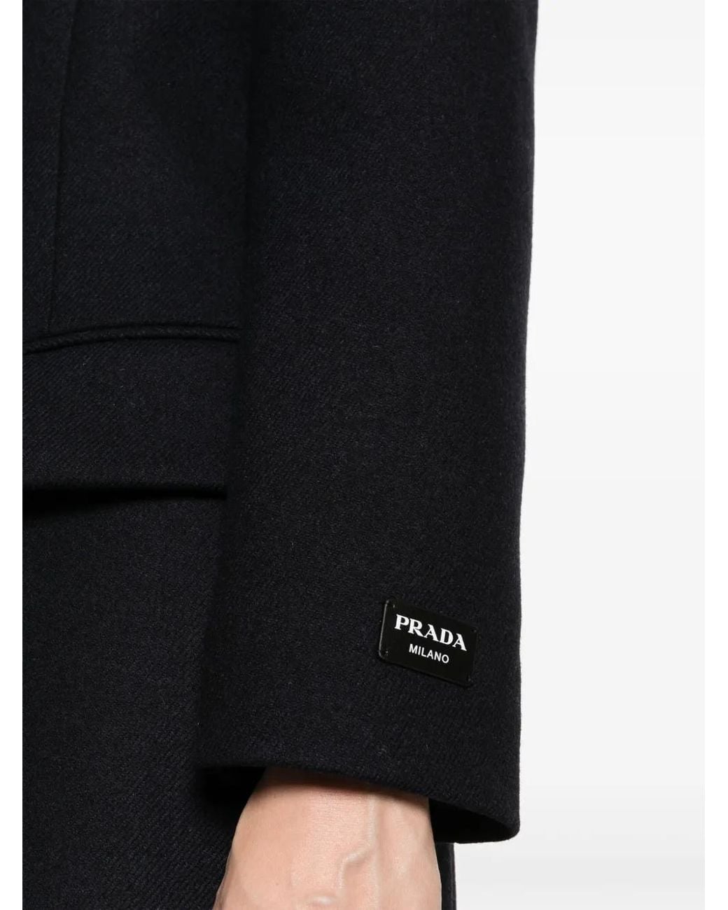 Prada Black Virgin Wool Double-Breasted Coat
