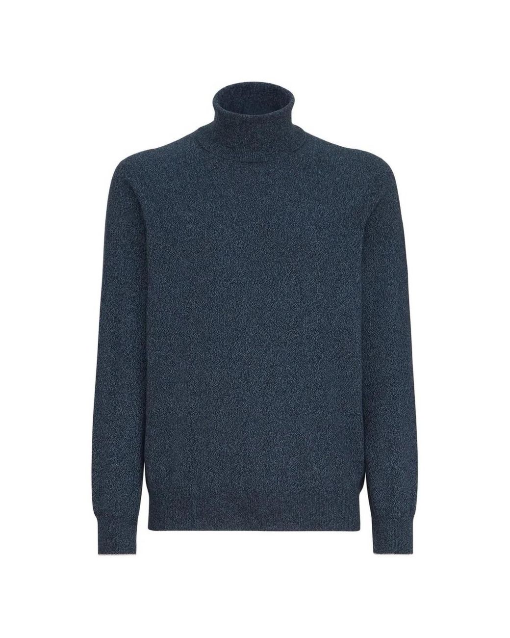 Brunello Cucinelli Blue Mouliné Cashmere Turtleneck Sweater for men