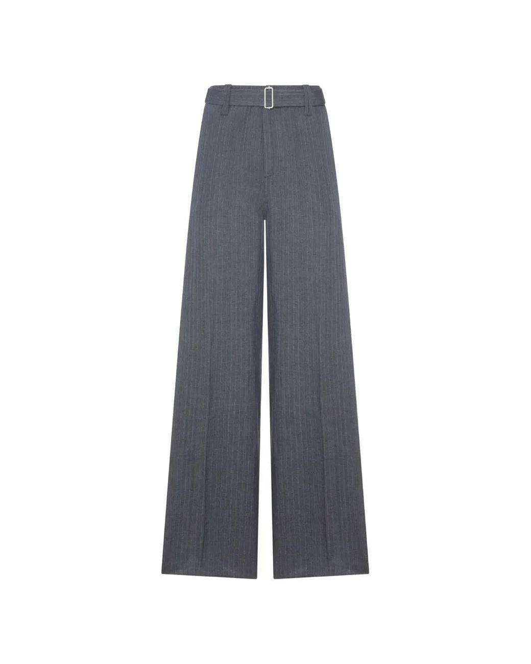 Lardini Blue Pinstripe Belt Trousers for men