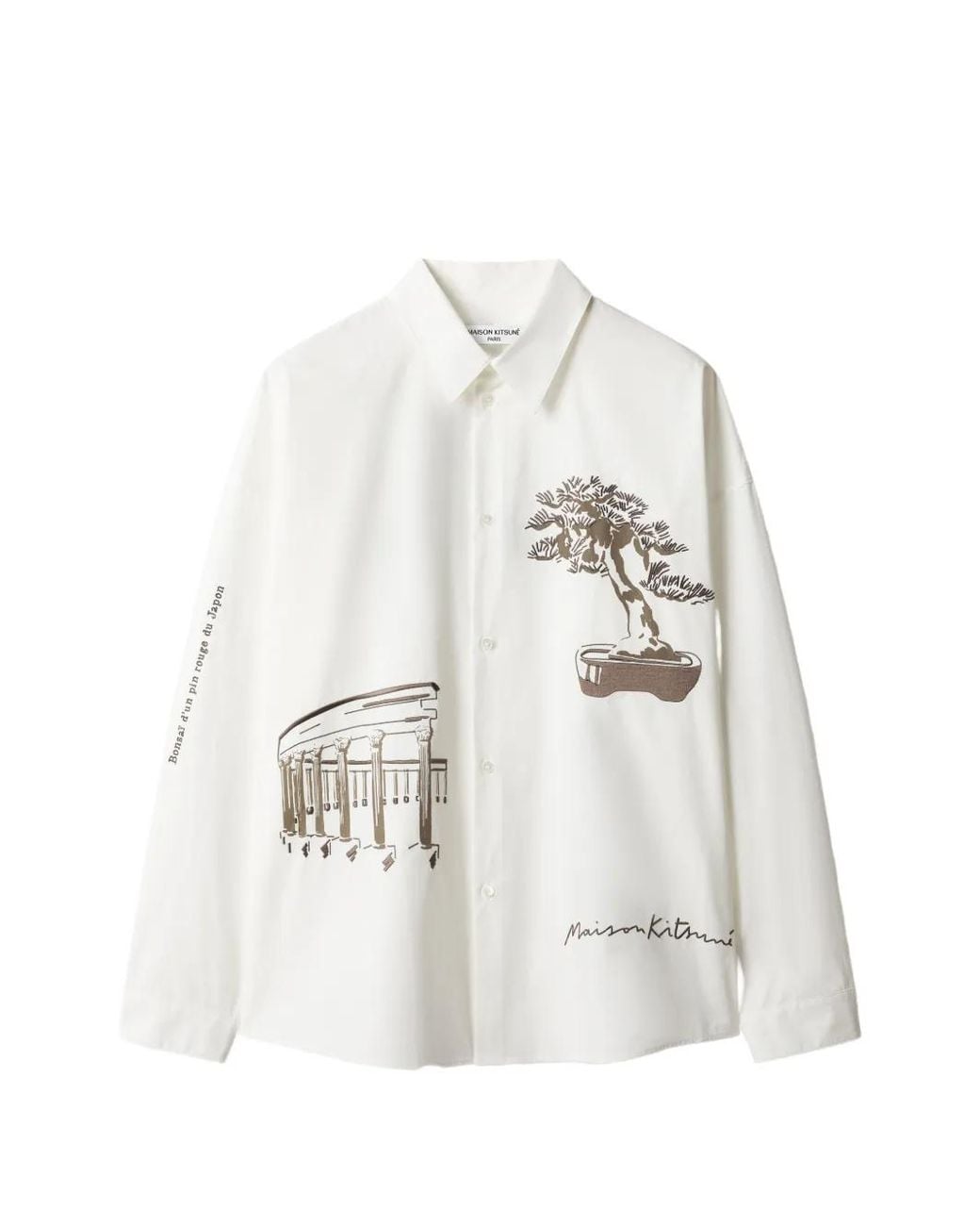 Maison Kitsuné White Parcs Of Paris Graphic-Print Long-Sleeve Shirt Jacket for men