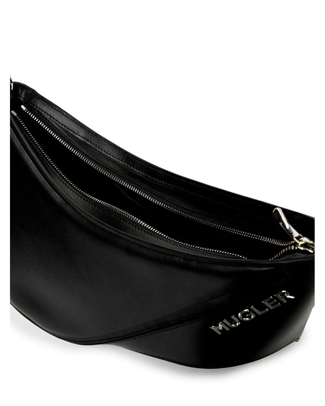 Mugler Black Large Smooth Spiral Tote Bag
