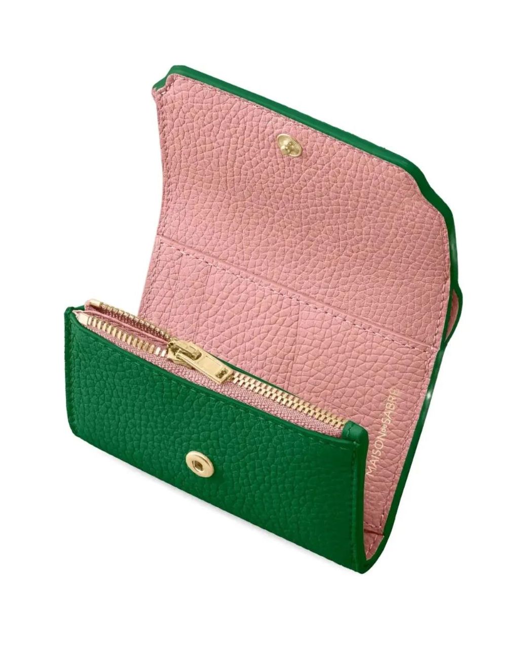 Maison De Sabre Green Leather Trifold Wallet