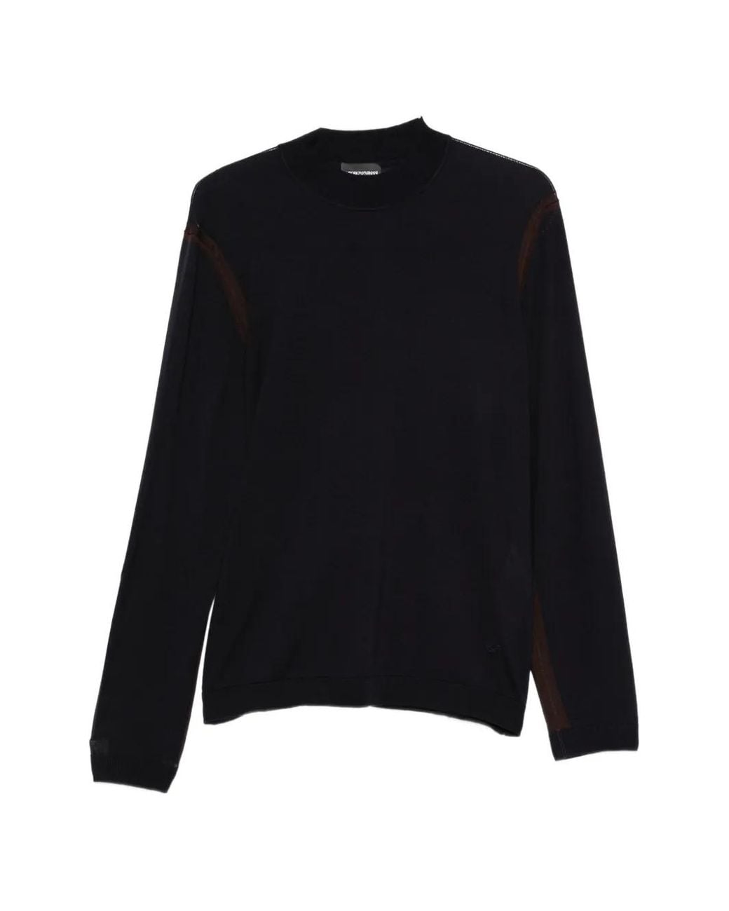 Emporio Armani Black Contrast-Trim High-Neck Sweater for men