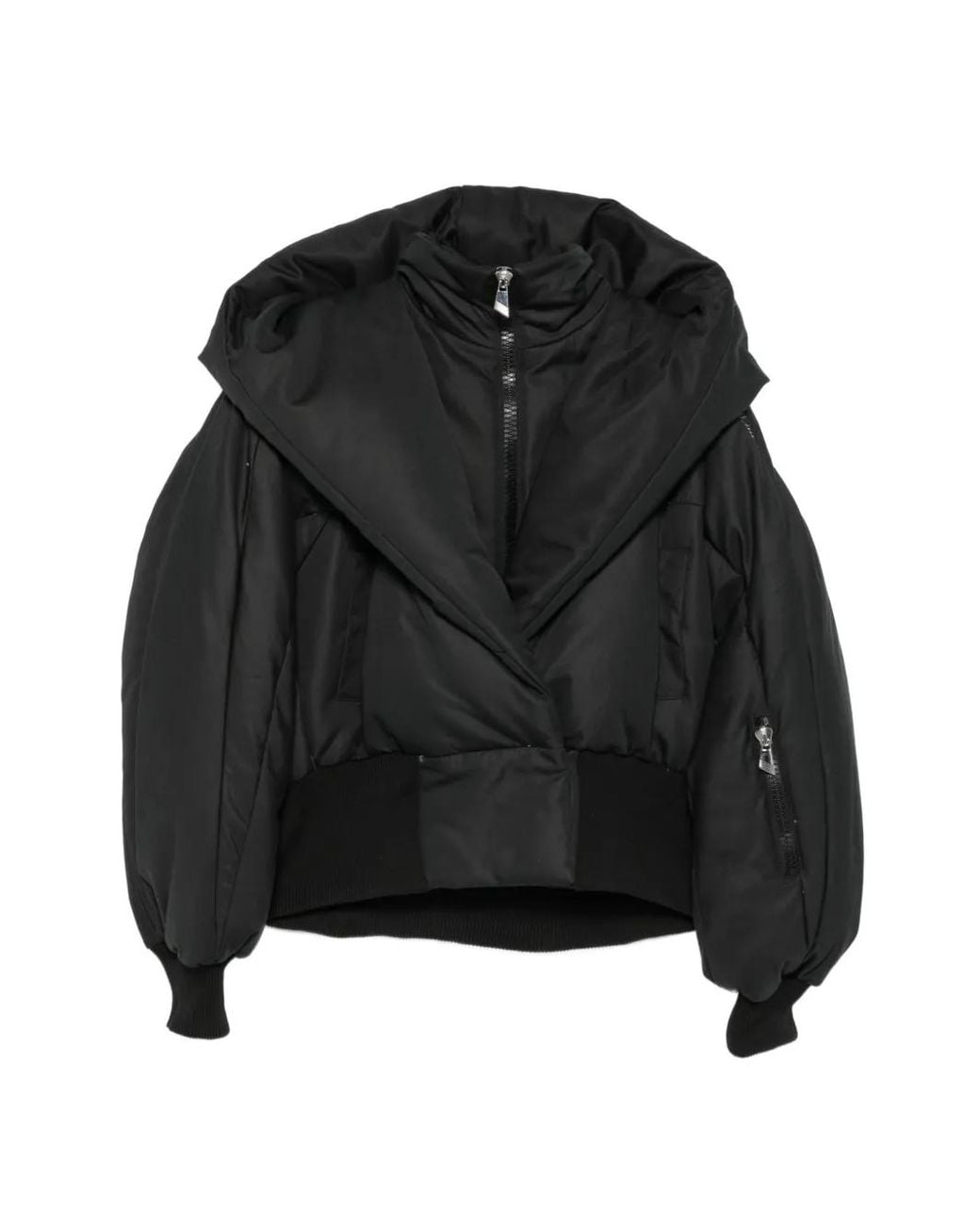 The Attico Black Hooded Down Jacket