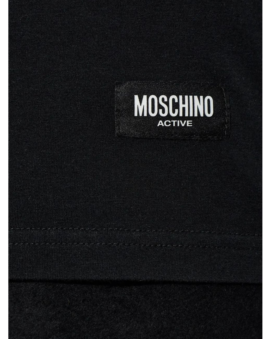 Moschino Black Active Logo-Patch T-Shirt for men