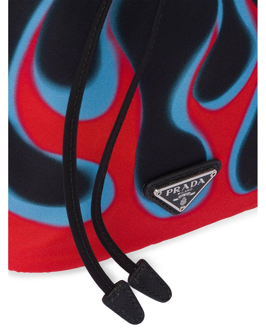 Prada Flames Print Drawstring Travel Bag in Black | Lyst