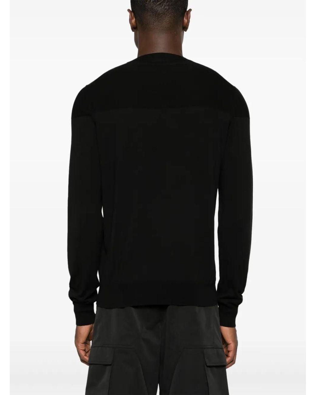 Jil Sander Black Fine Cotton Crew Neck Sweater for men