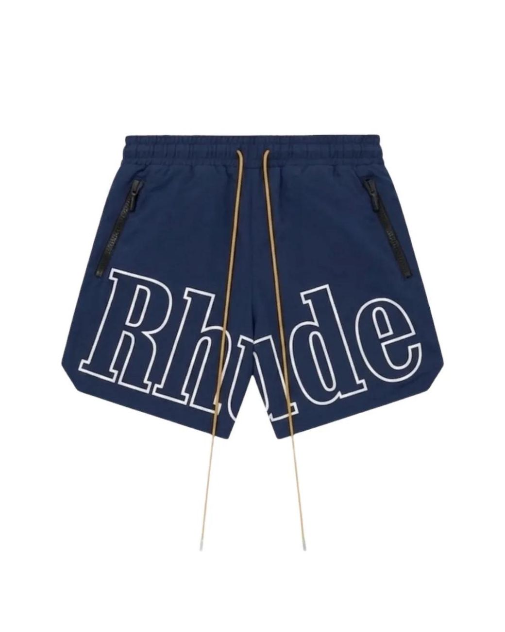 Rhude Blue Logo-Print Drawstring Shorts for men