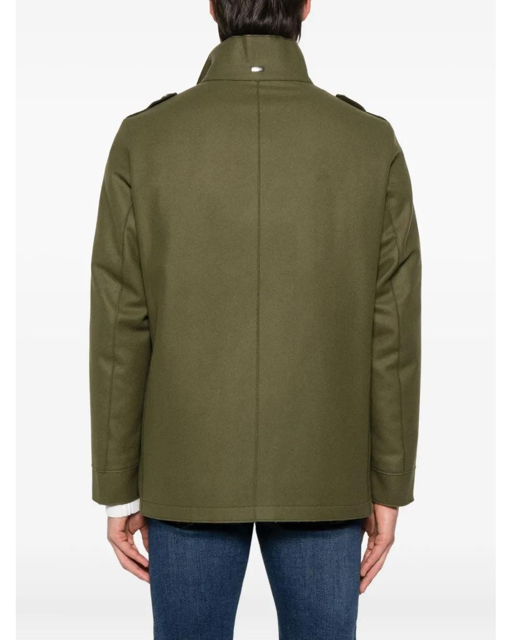 Herno Green Button-Down Coat for men