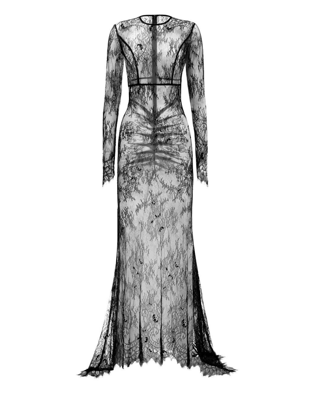 Lika Gray Lace Long-Sleeve Maxi Dress