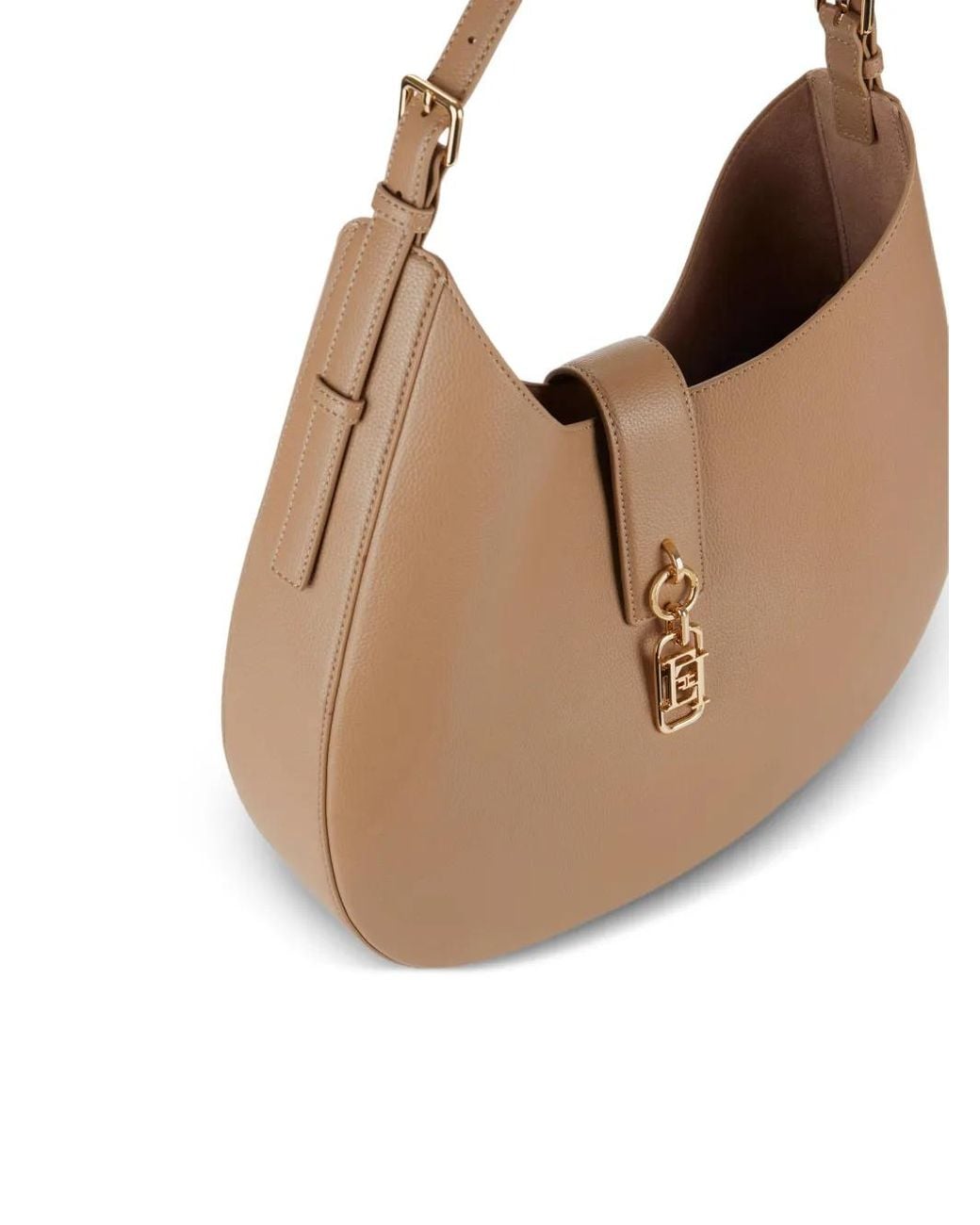 Elisabetta Franchi Natural Round Bag With Charm