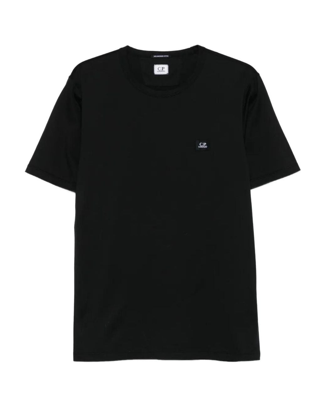 C P Company Black C.P.Company Logo-Patch Cotton T-Shirt for men