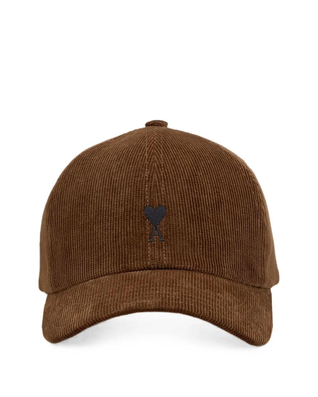 AMI Brown Corduroy Cotton Cap With Ami De Coeur