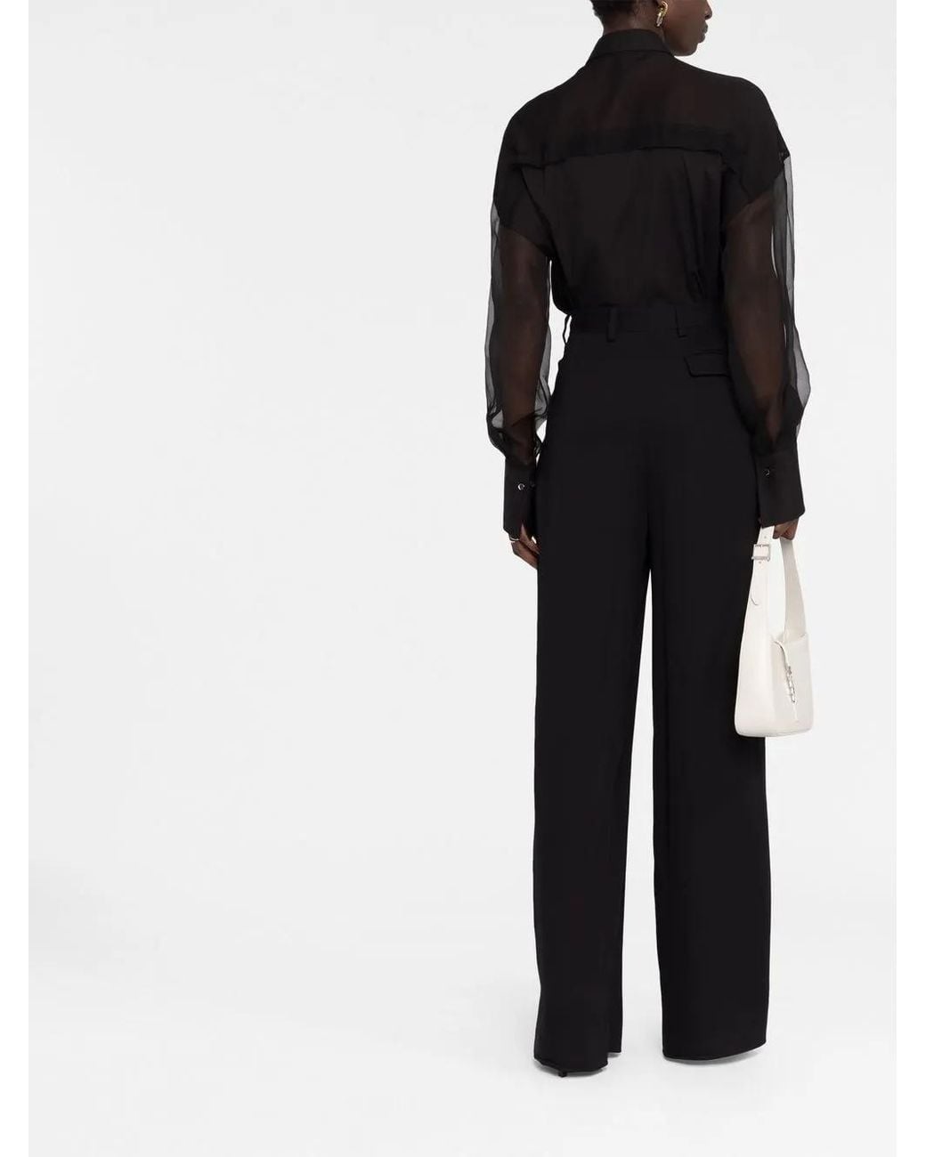 Brunello Cucinelli Black Semi-Sheer Long-Sleeve Shirt