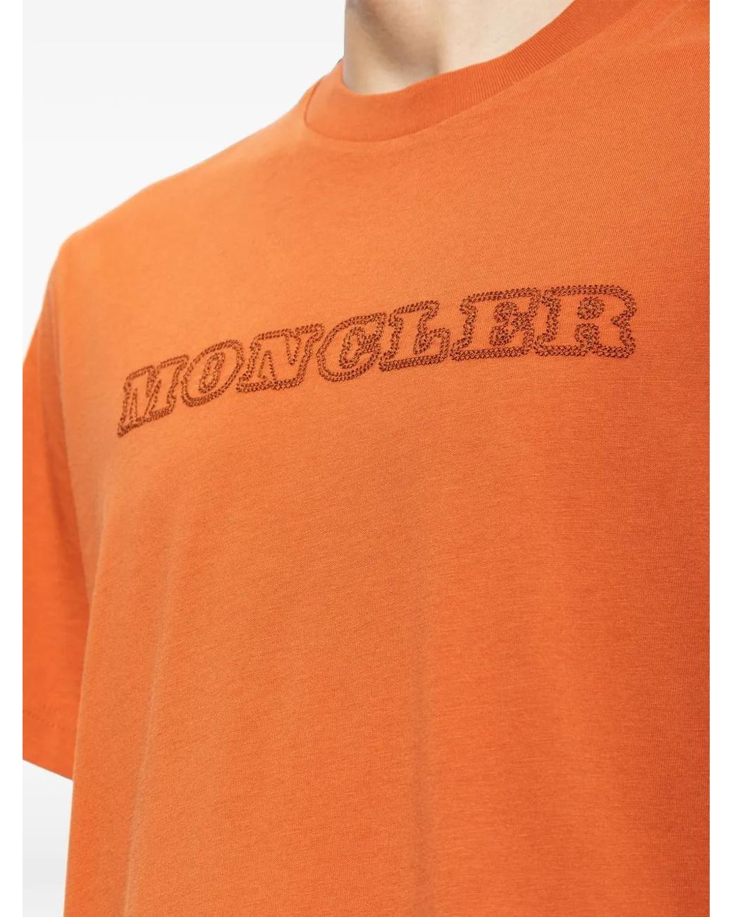 Moncler Orange T-Shirt With Logo for men