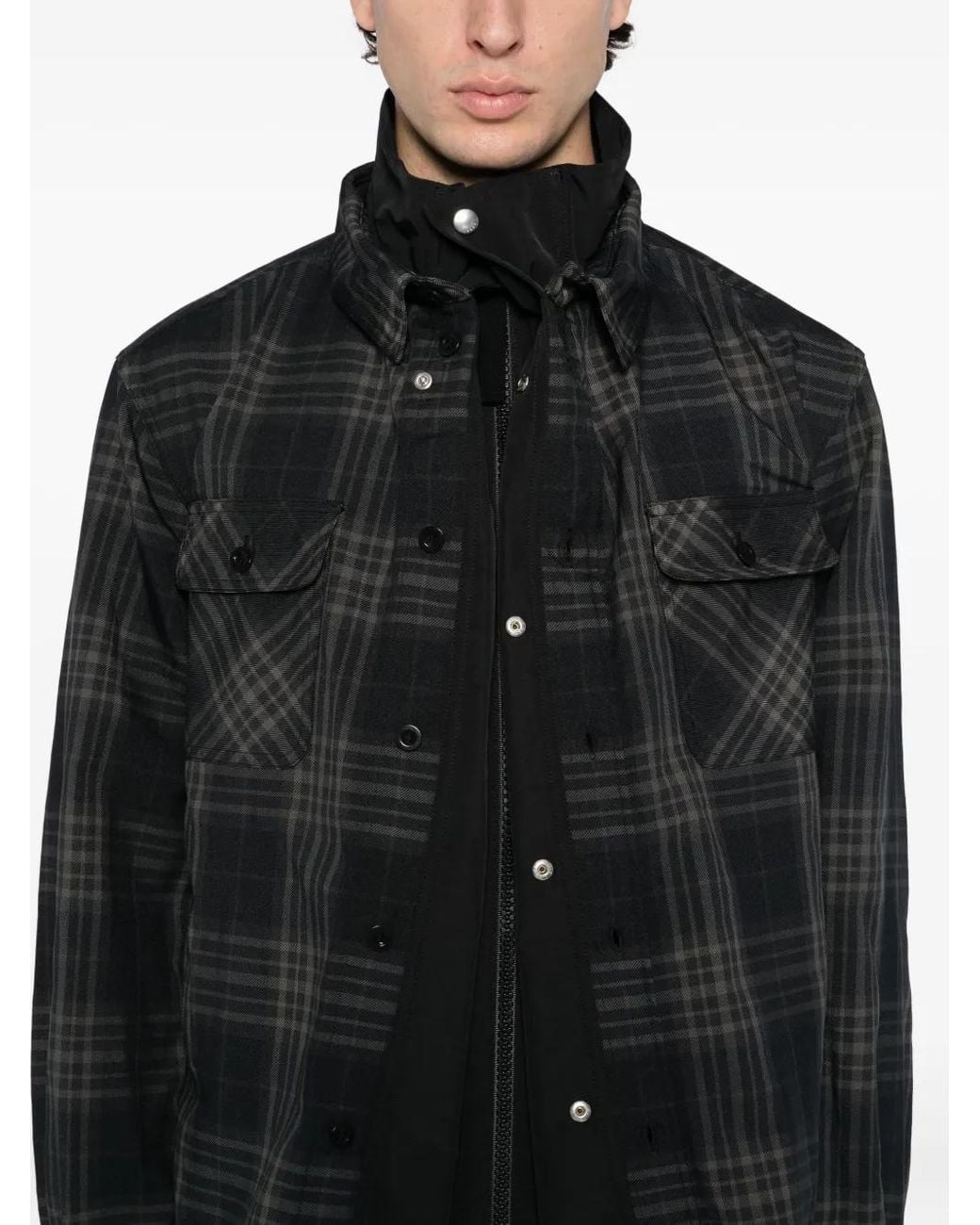 Sacai Black Plaided Jacket for men