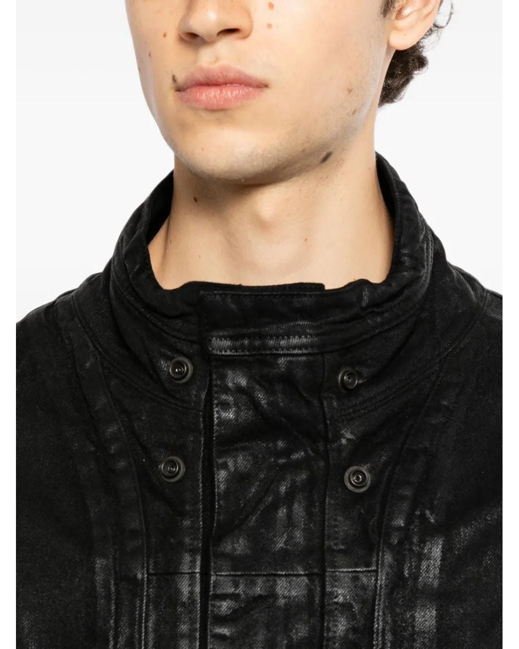Julius Black Veste Enduite À Col Montant for men