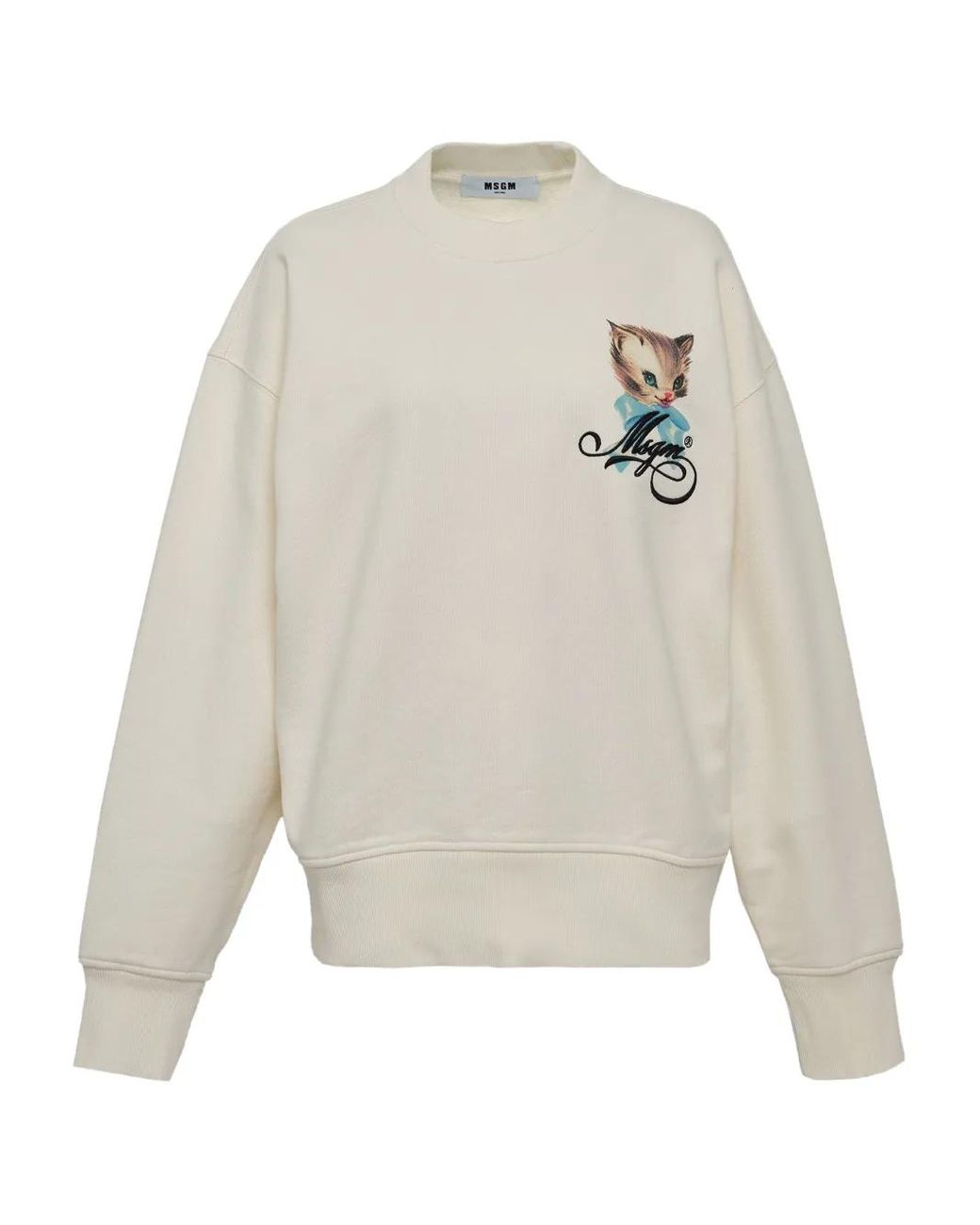 MSGM White Kitten Sweatshirt