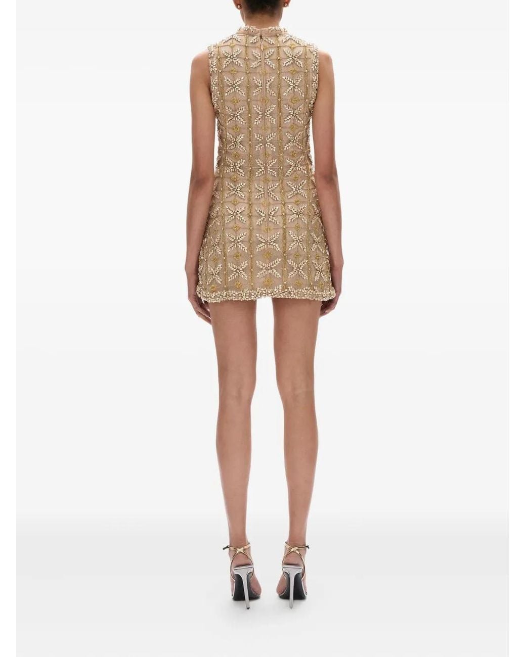 Rachel Gilbert Natural Iris Beaded Mini Dress