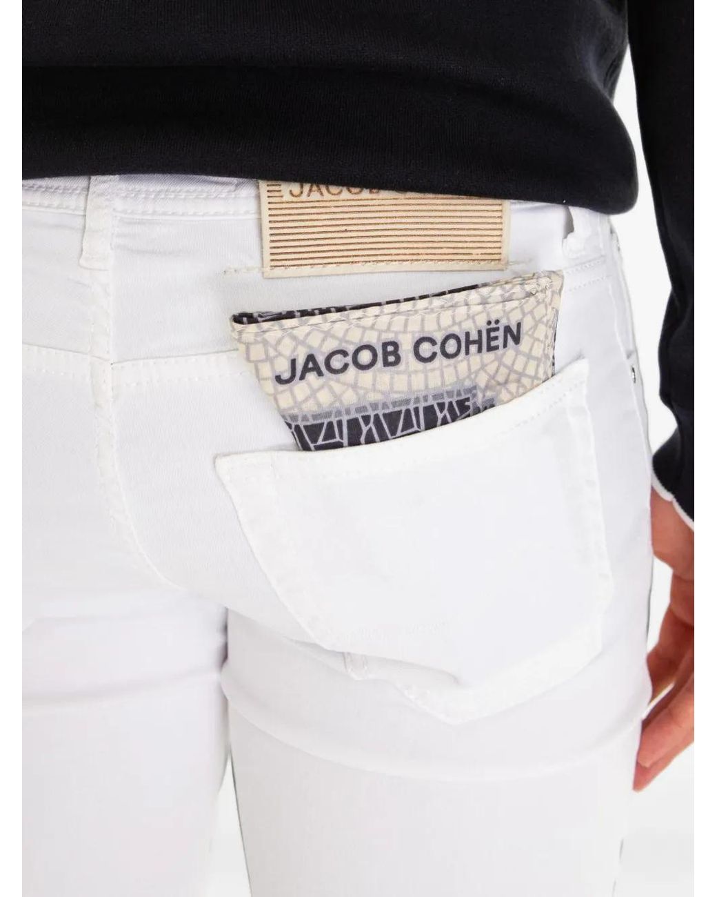 Jacob Cohen White Nick Logo-Patch Slim-Fit Jeans for men