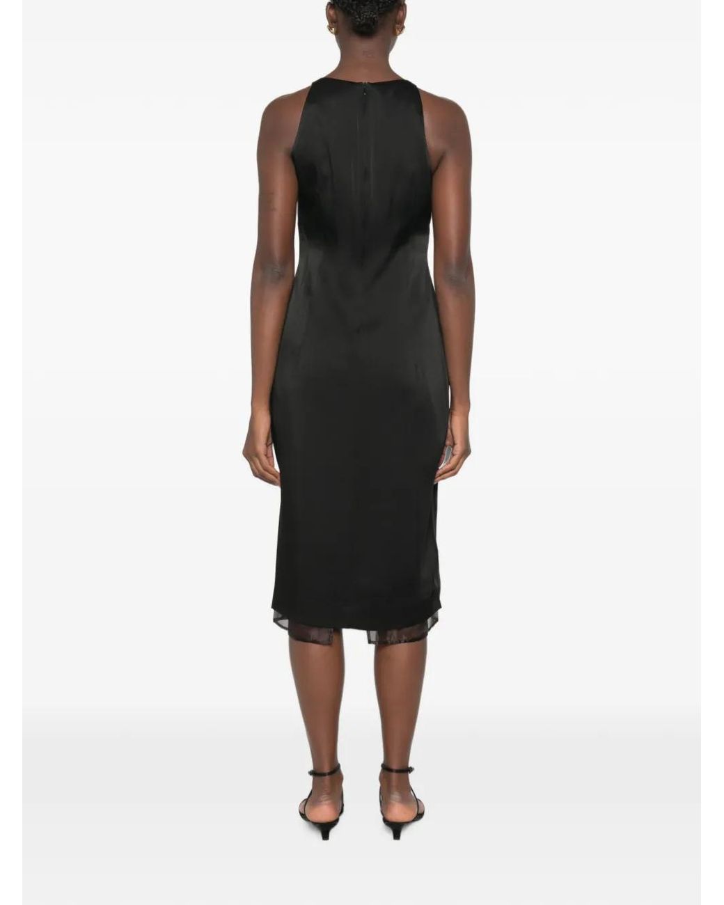 Rohe Black Twist-Detail Sleeveless Midi Dress