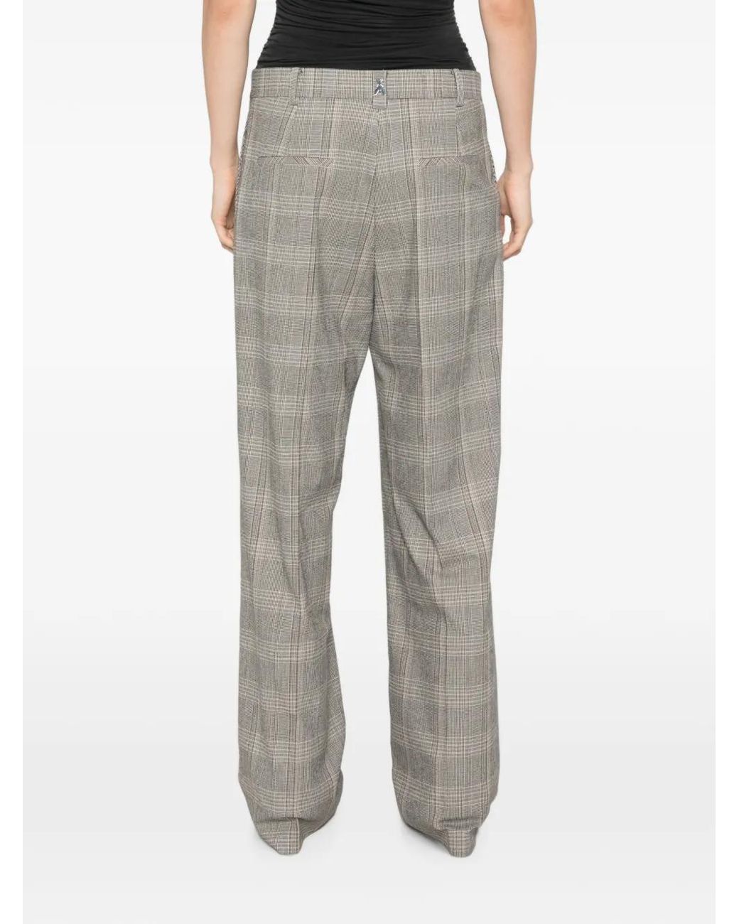 Patrizia Pepe Gray Checked Oversized-Waist Trousers