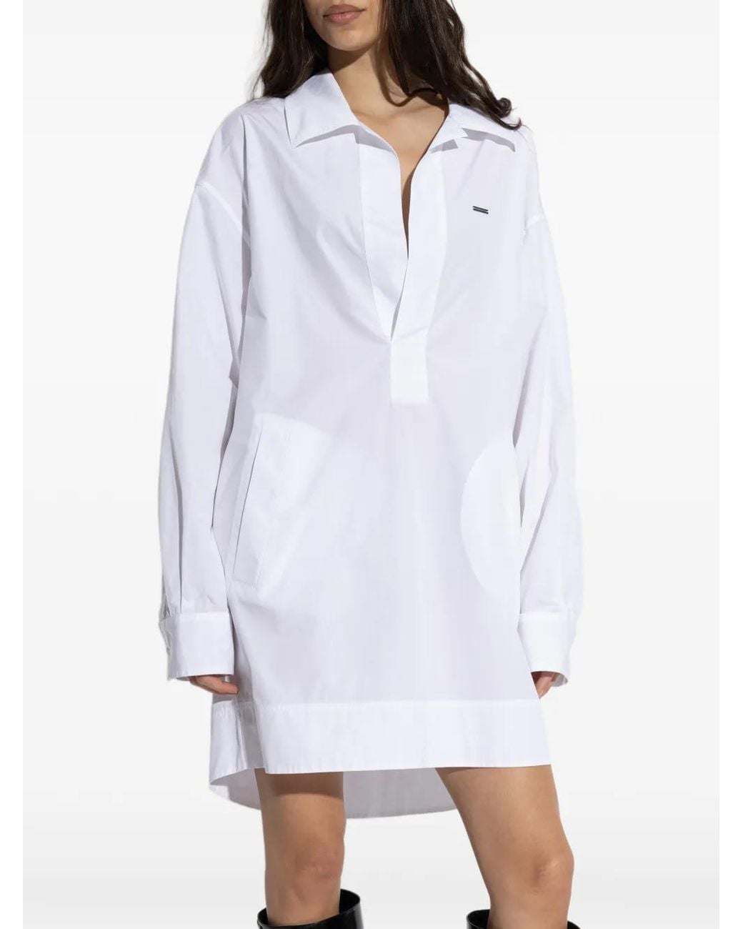 DSquared² White Wingtip-Collar Mini Dress