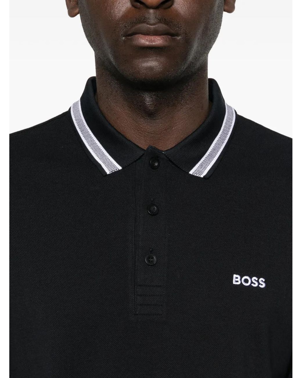 Boss Black Long-Sleeved Cotton Piqué Polo Shirt for men