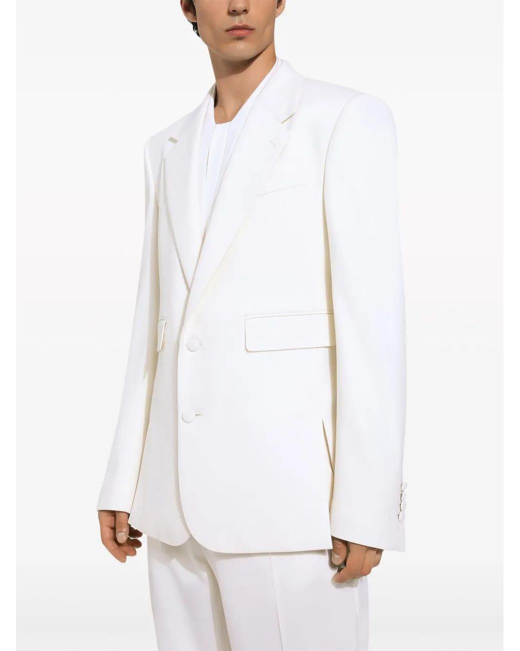Dolce & Gabbana White Single-Breasted Blazer for men
