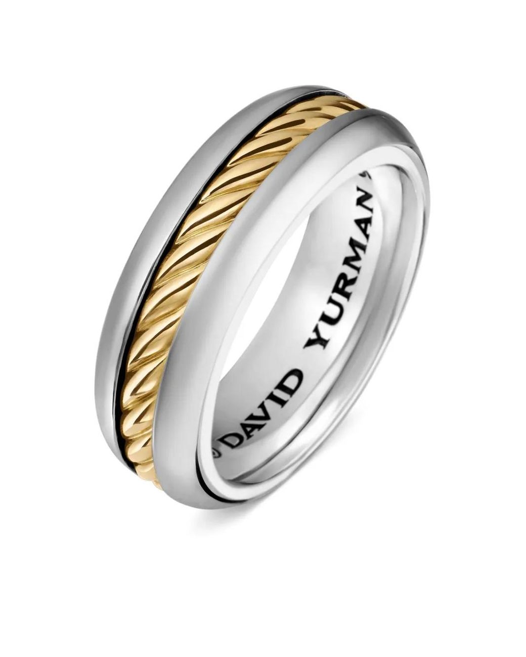 David Yurman 18Kt Geelgouden En Sterling Zilveren Cable Inset Ring (8Mm) in het Metallic voor heren