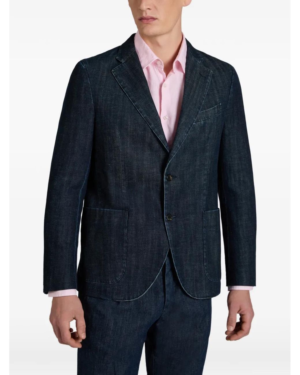 Slowear Blue Denim Slim Blazer for men