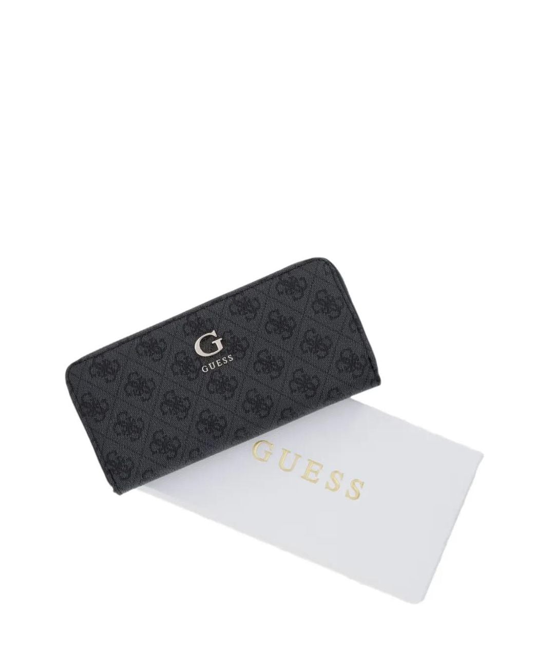 Guess Black Monogram-Print Logo-Plaque Wallet