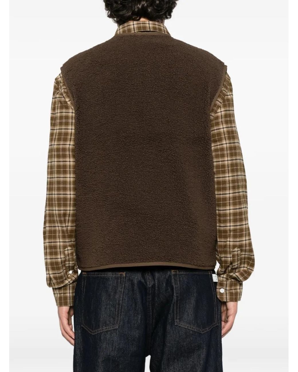 Lacoste Brown Fleece-Texture Gilet for men