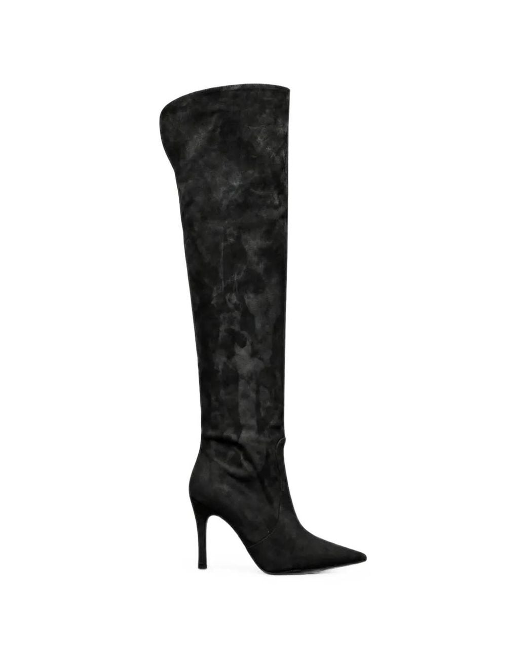 Poche Paris Black Pointed-Toe Over-The-Knee Boots
