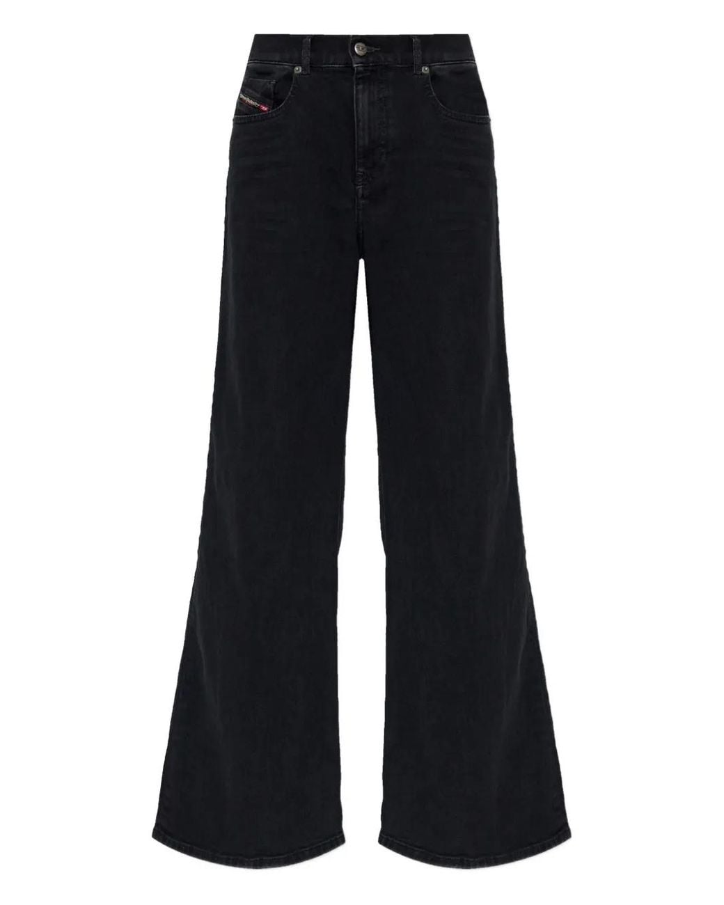 DIESEL Blue Logo-Patch Wide-Leg Jeans