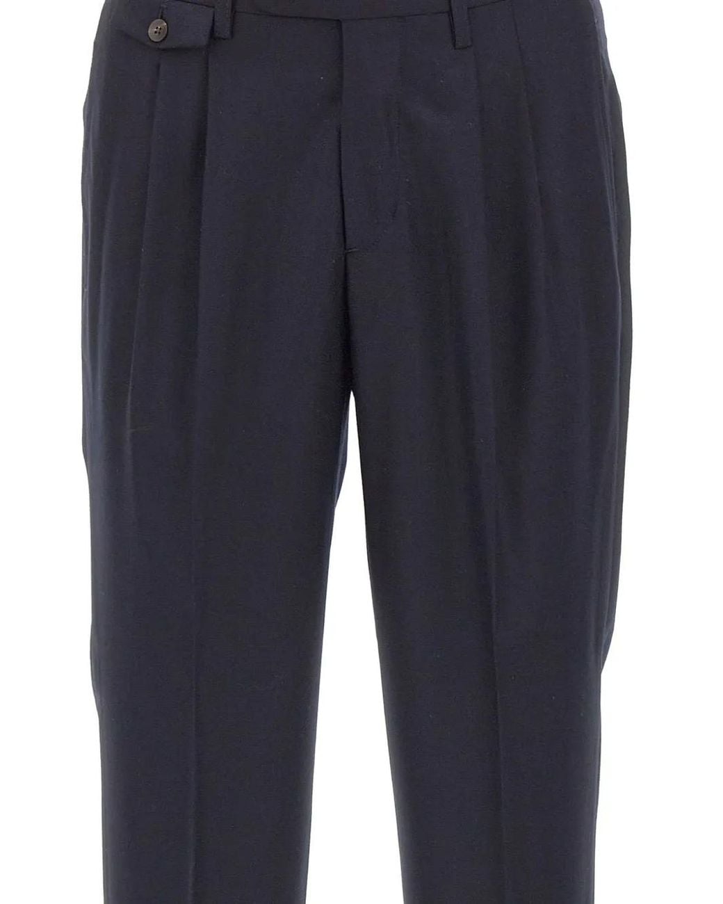 Devore Blue Double-Pleat Cuffed Trousers for men