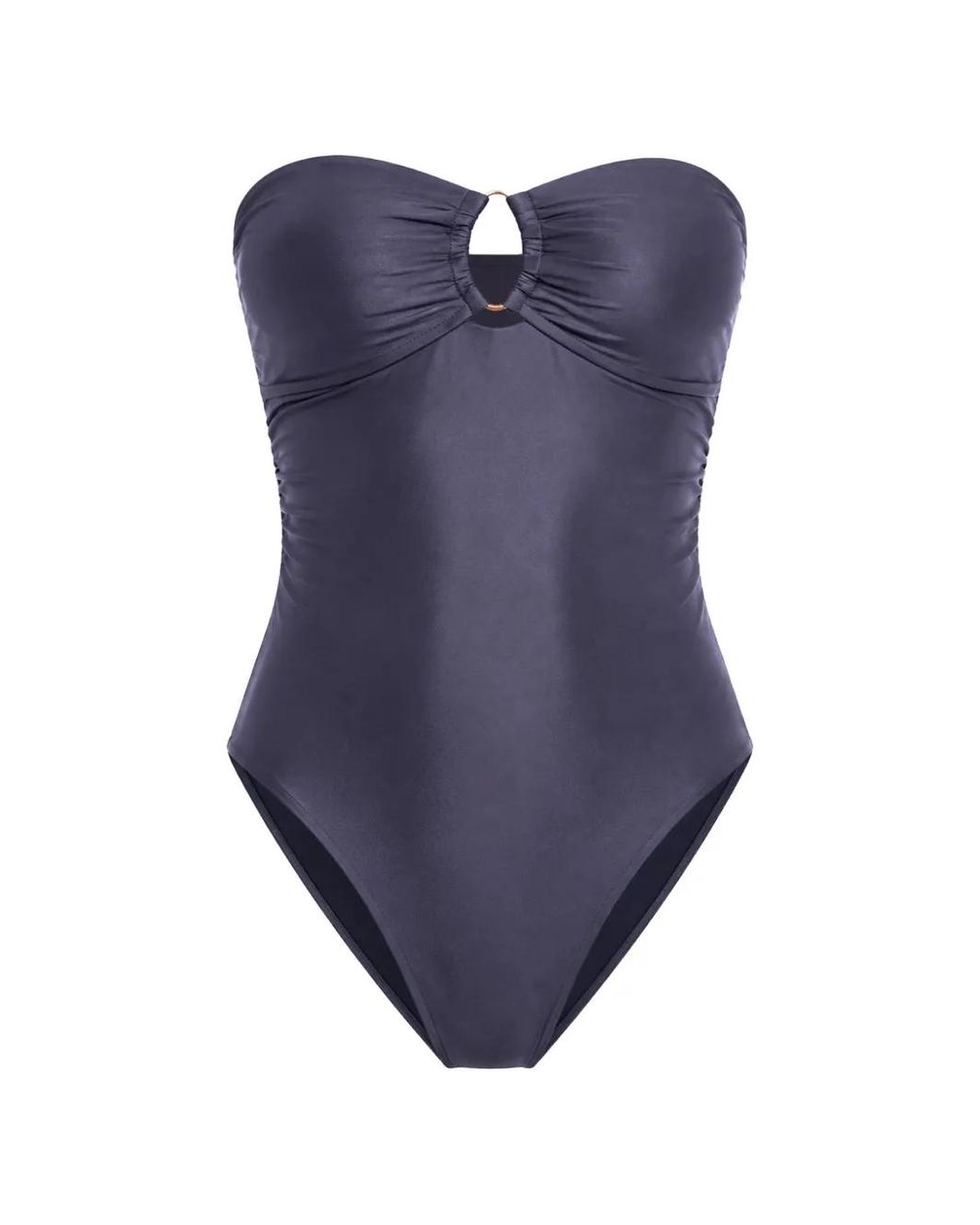 Seafolly Blue Ring-Front Bandeau Swimsuit