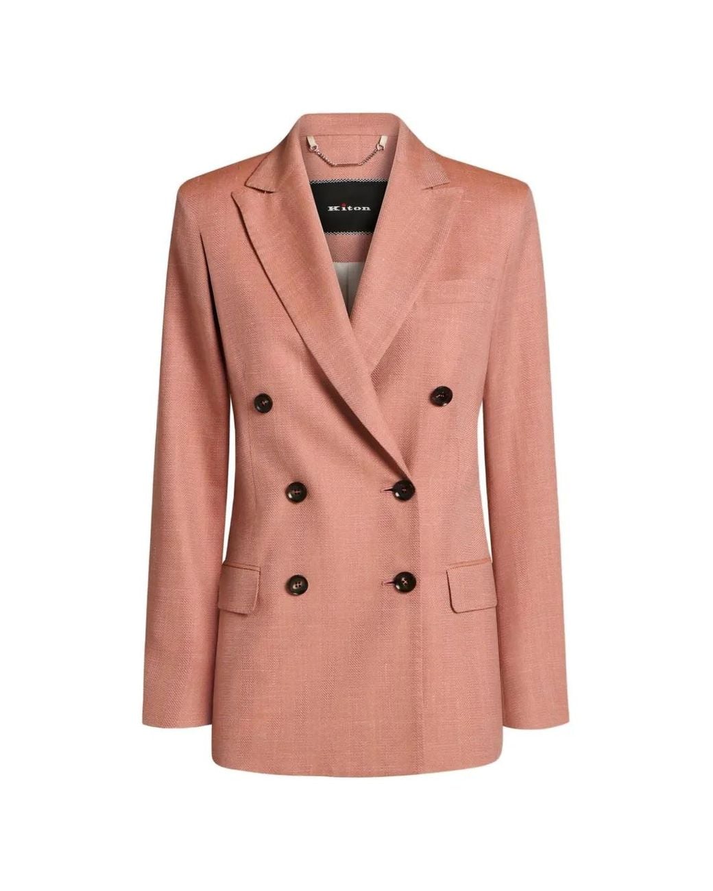 Kiton Pink Double-Breasted Tailored Jacket