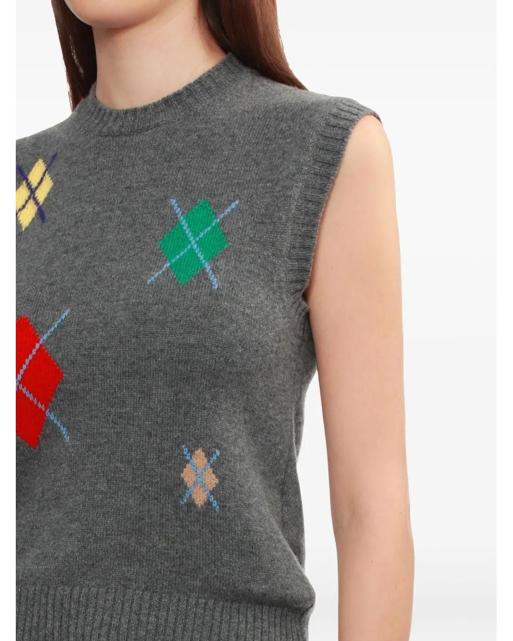 MSGM Gray Top Mit Rautenmuster