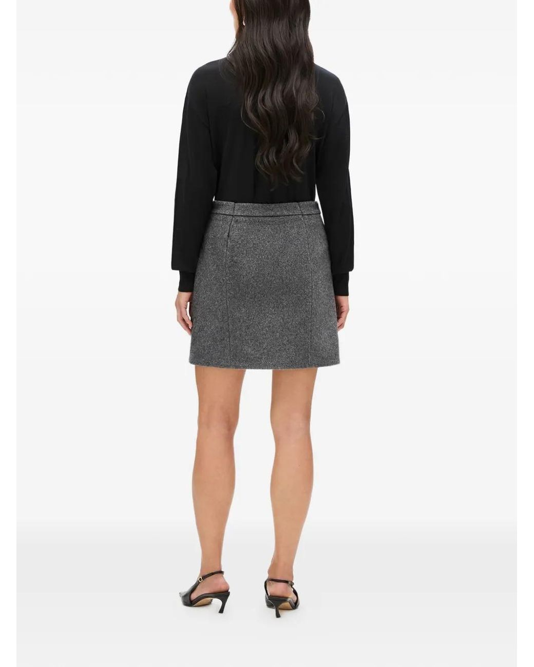 Another Tomorrow Gray Tailored Cashmere Skirt