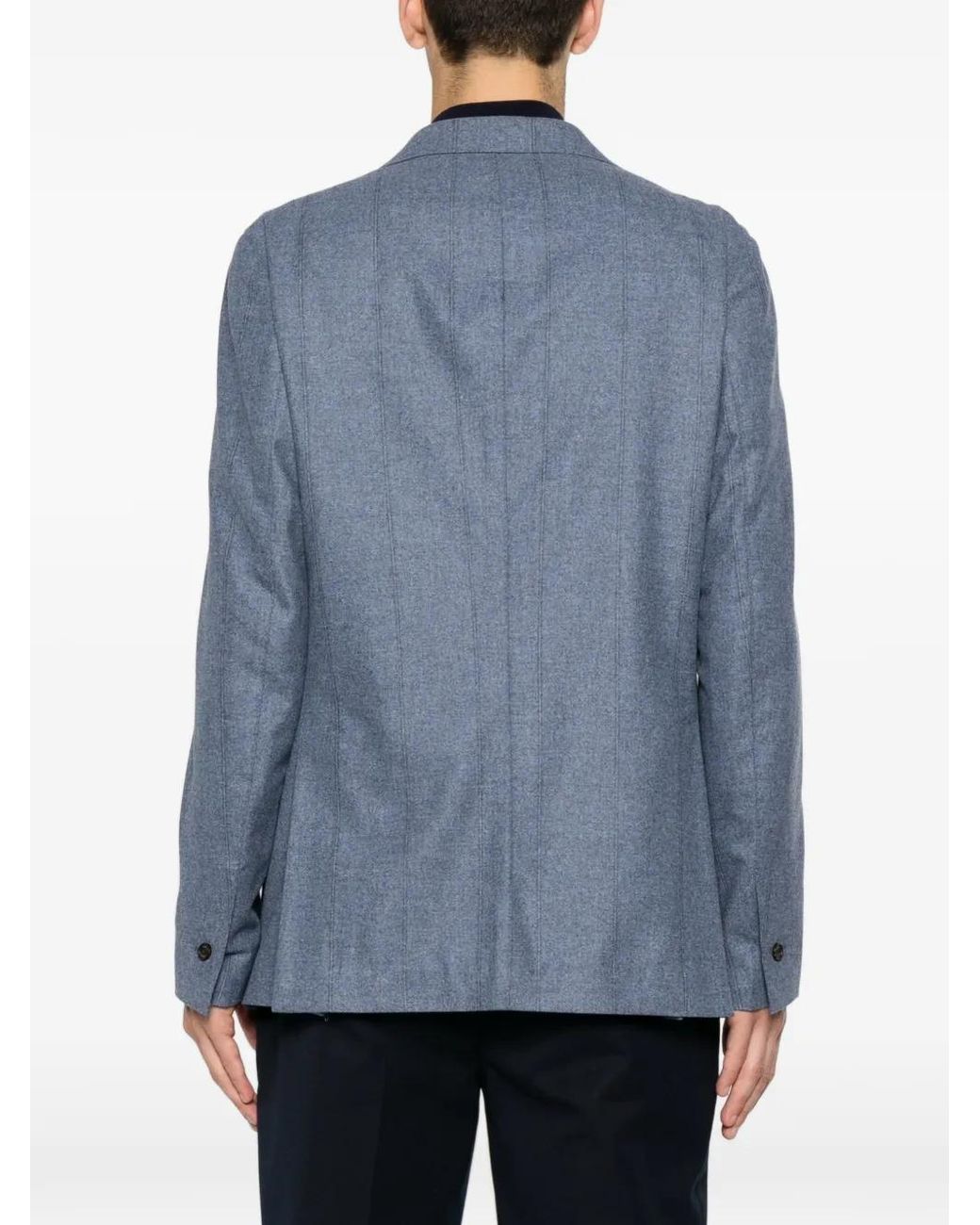 Eleventy Blue Pinstriped Notched-Lapel Jacket for men