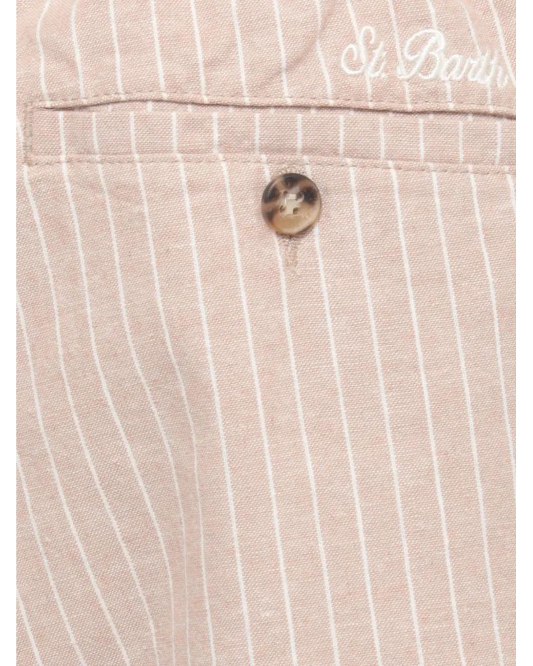 Mc2 Saint Barth White Short À Fines Rayures for men