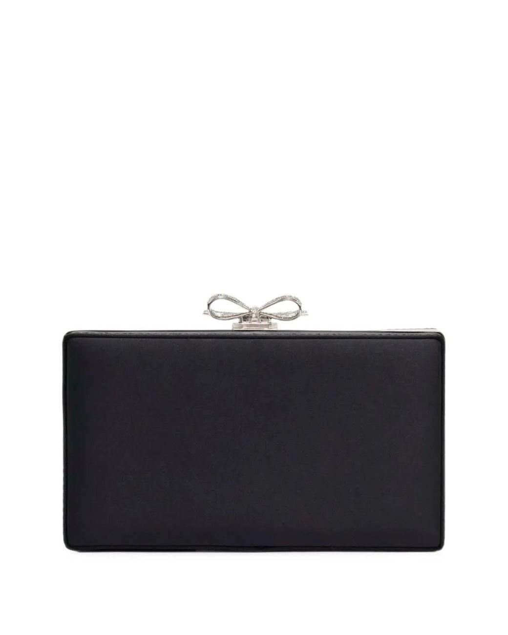 Self-Portrait Black Crystal-Embellished Bow Clutch Bag